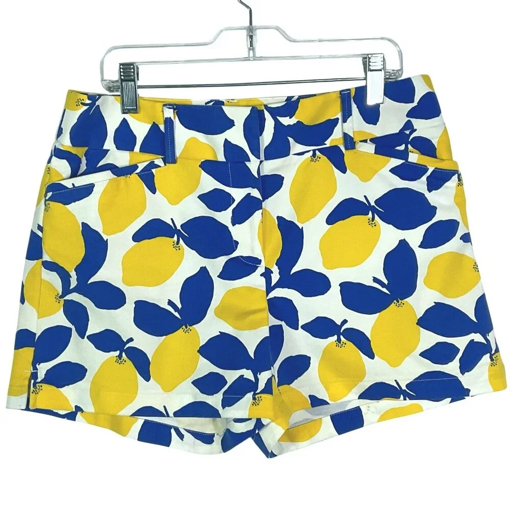 LOFT Riviera Shorts Lemon Print, size 2, cotton/rayon/spandex, Pockets
